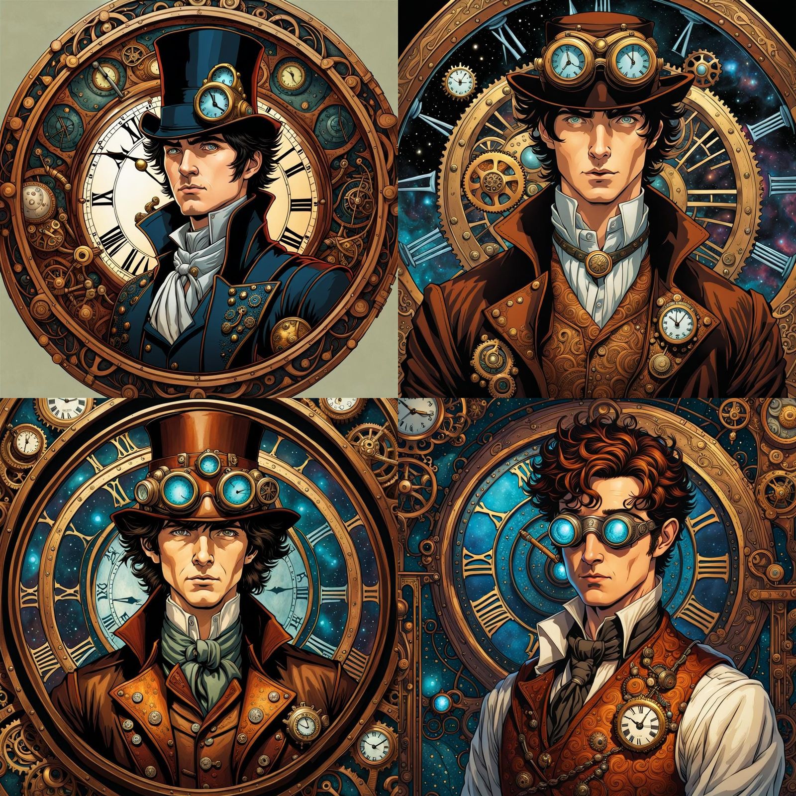 Steampunk Wizard in Cosmic Setting, Ornate Digital Art