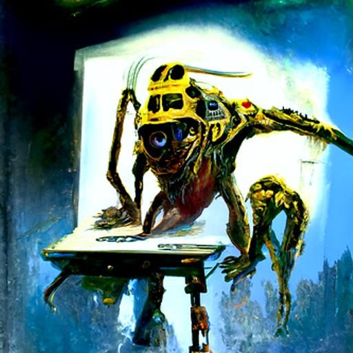 Nerd Computer Creature as Oil Painting
