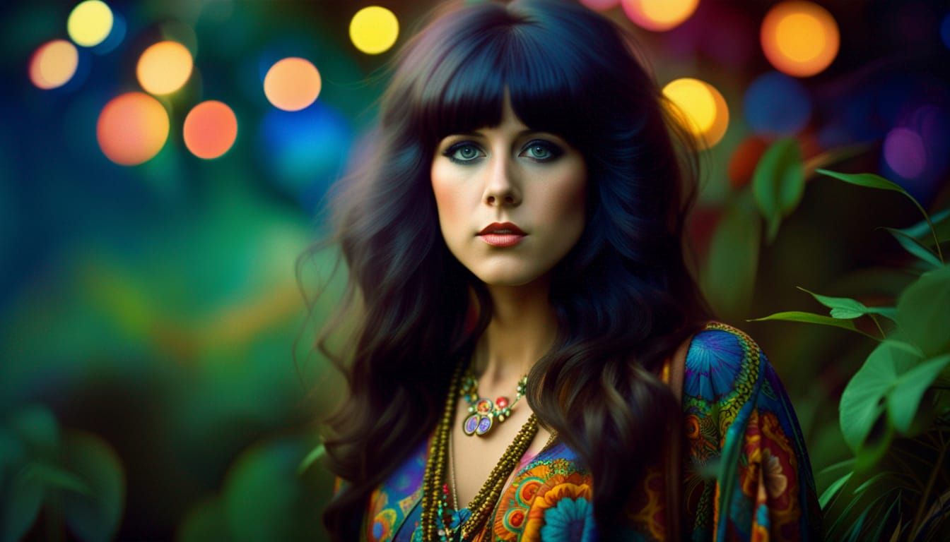 60s Hippie Portrait in Detailed Matte Painting Style