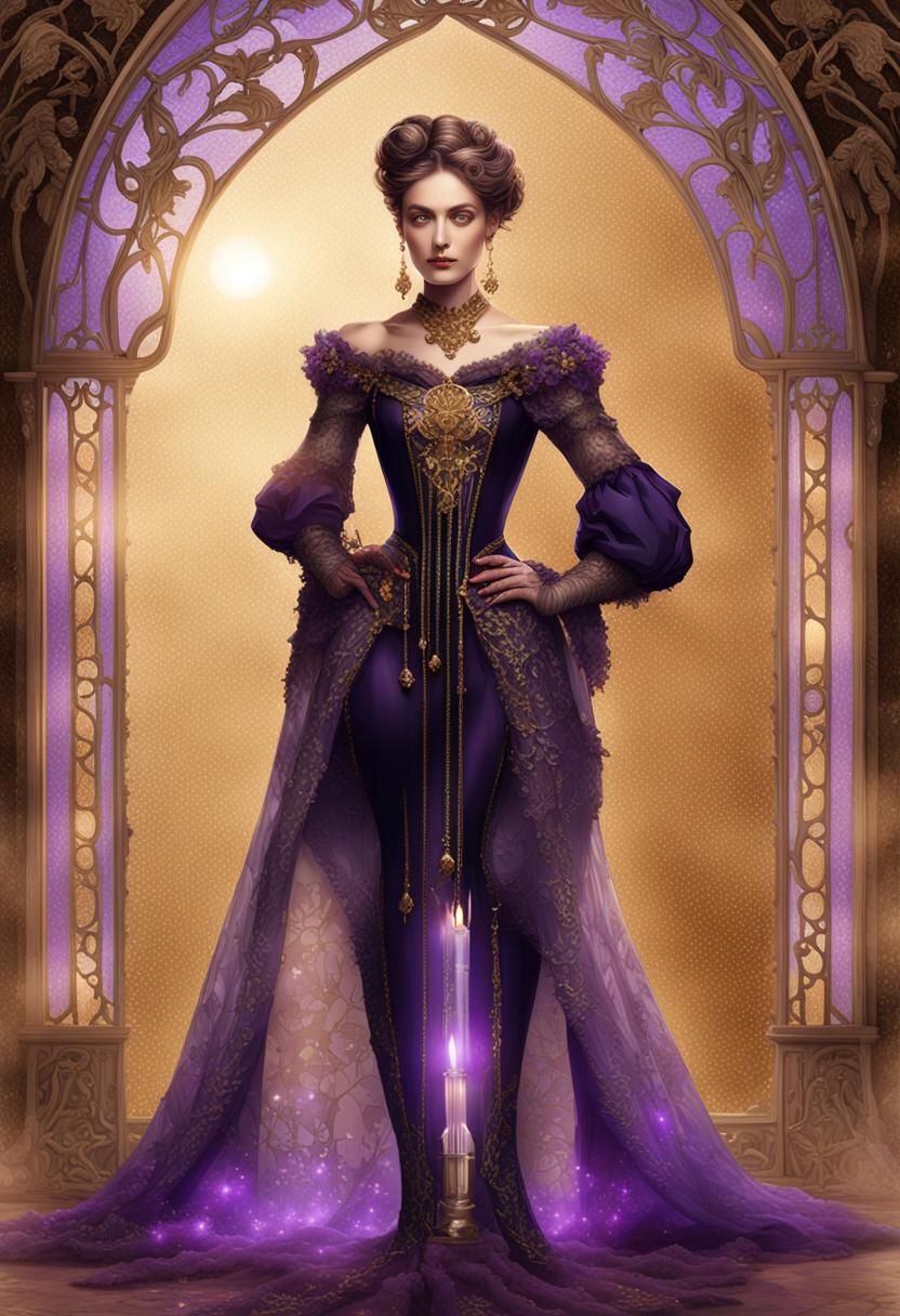 Baroque Fantasy Portrait with Lacy Corset in Digital Art