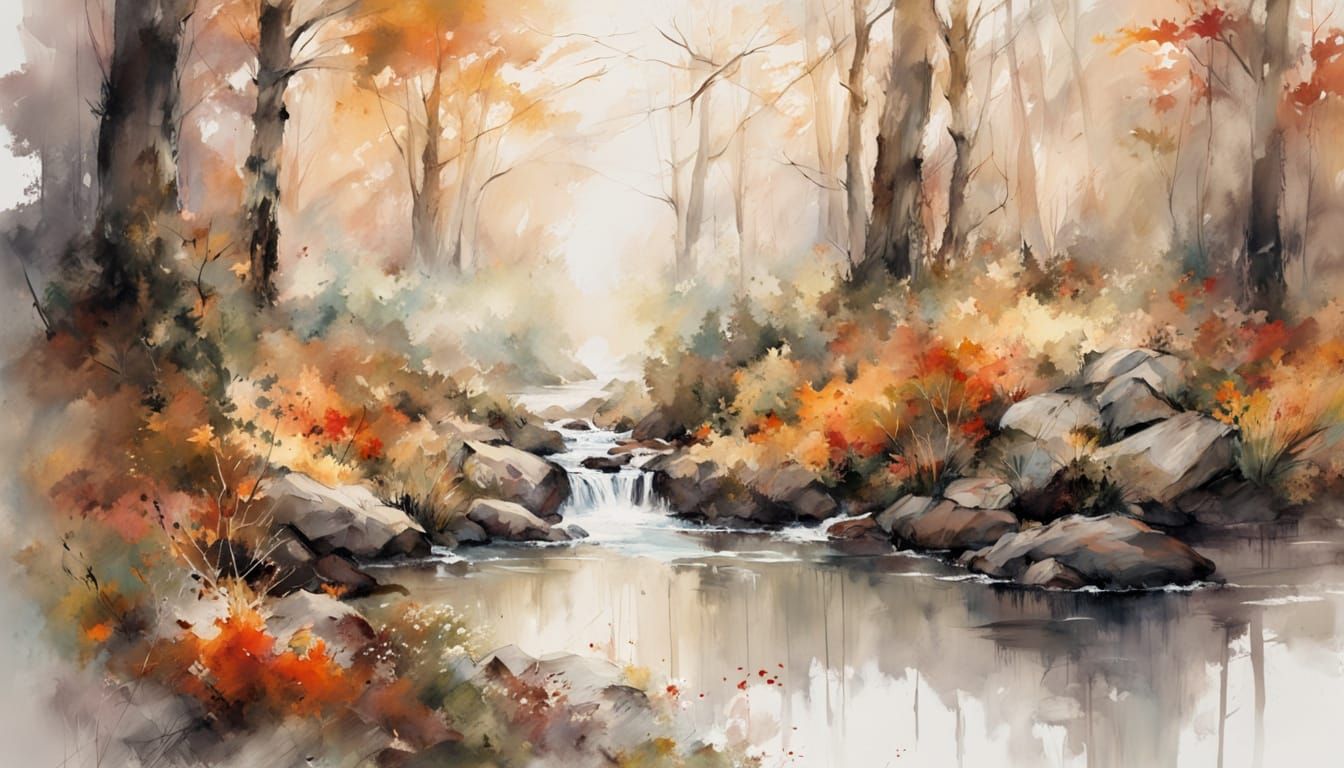 Serene Autumn Forest Camping Scene