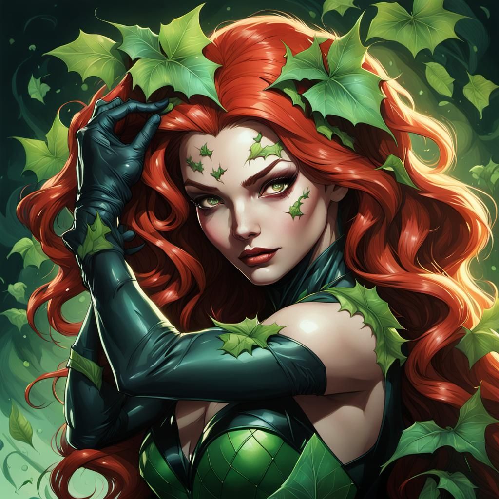 Poison Ivy Seduces Batman: Hyperdetailed Portrait