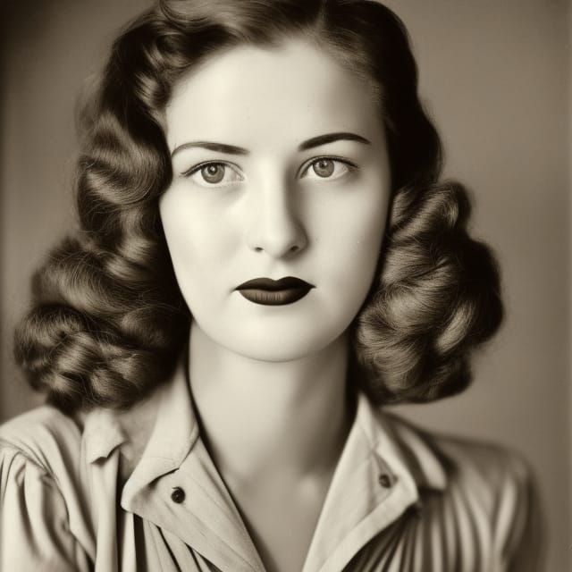 1940s Woman Portrait in Sepia Tone