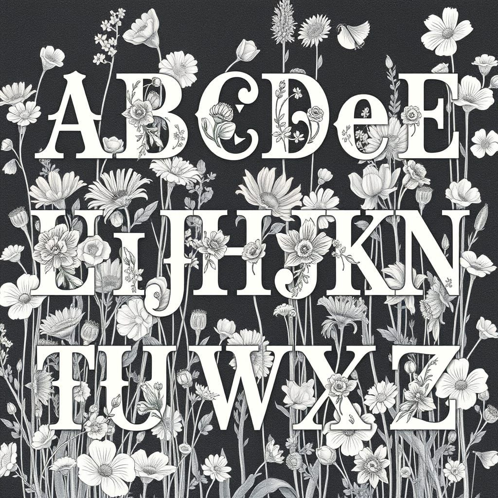 Elegant Vintage Alphabet Letters with Whimsical Wildflowers