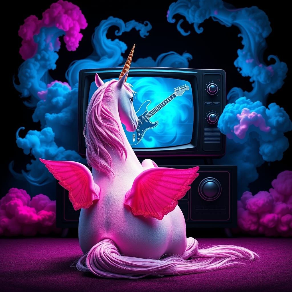Majestic Unicorn Watches Retro-Futuristic Guitar Solo in Hig...