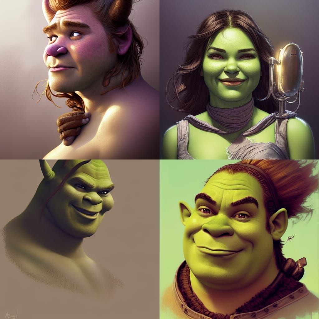 Hyperdetailed Shrek Portrait in Dynamic Lighting