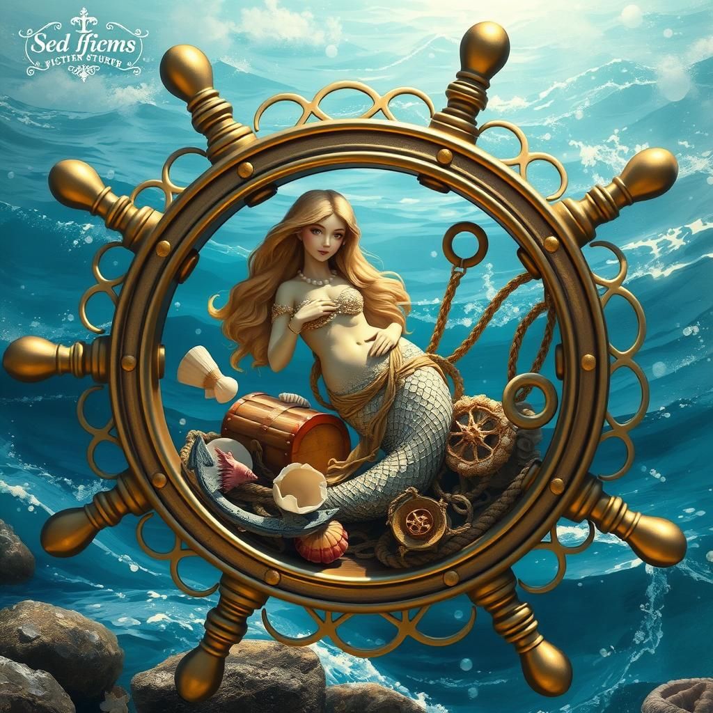 a beautiful detailed ships wheel, a beautifully detailed del...