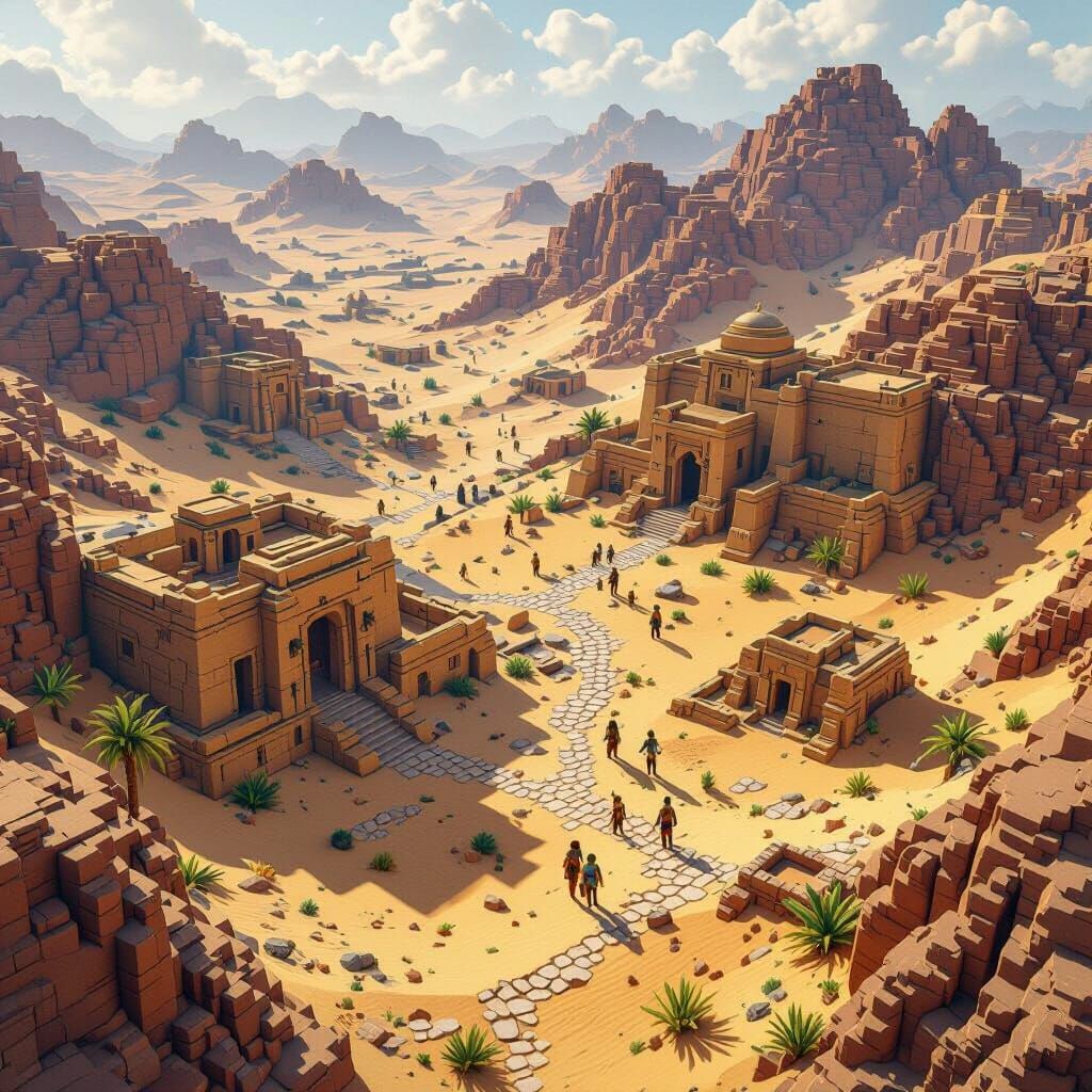 Procedural Minecraft Desert Map With Ancient Ruins in 3D Ani...