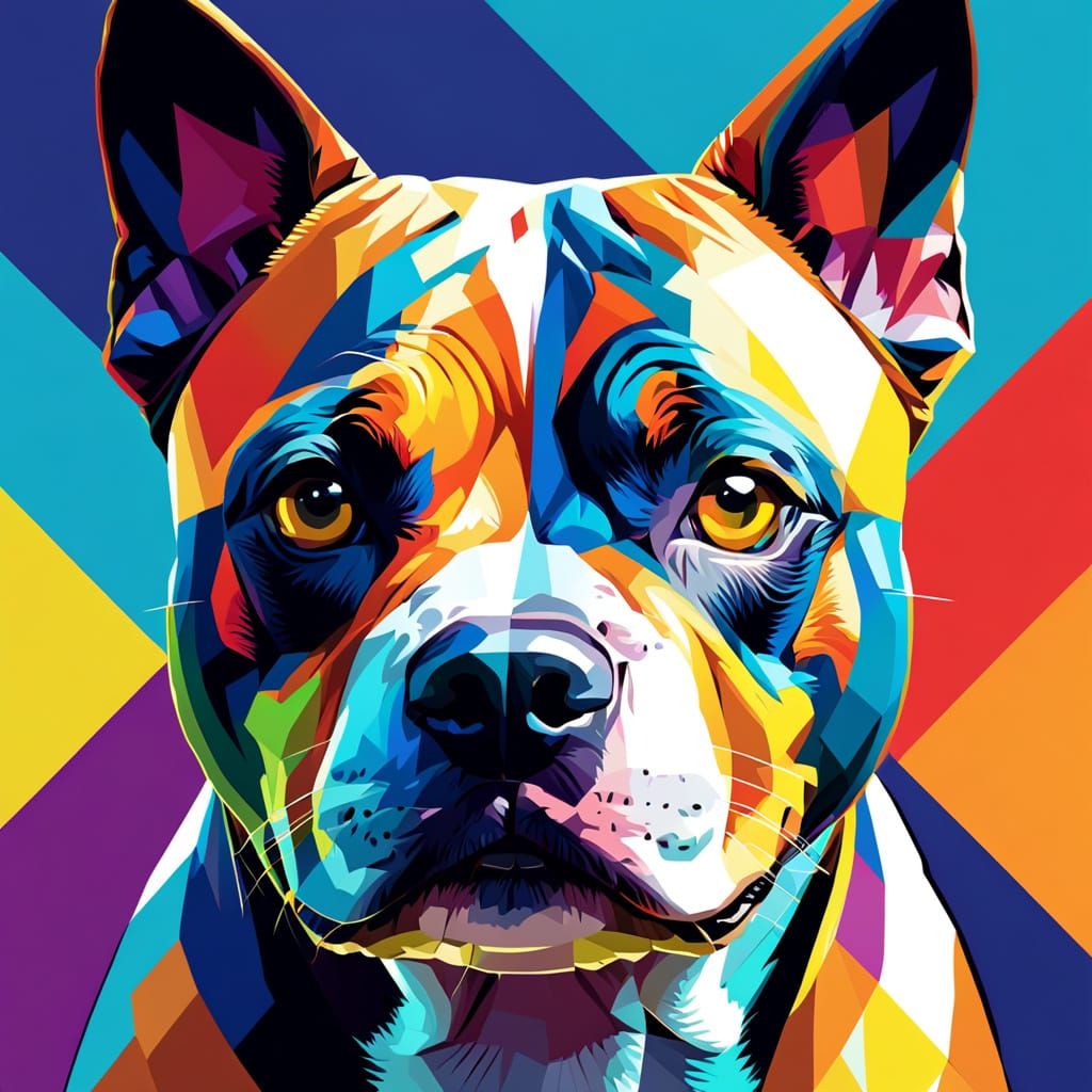 Geometric WPAP Staffordshire Bull Terrier Portrait