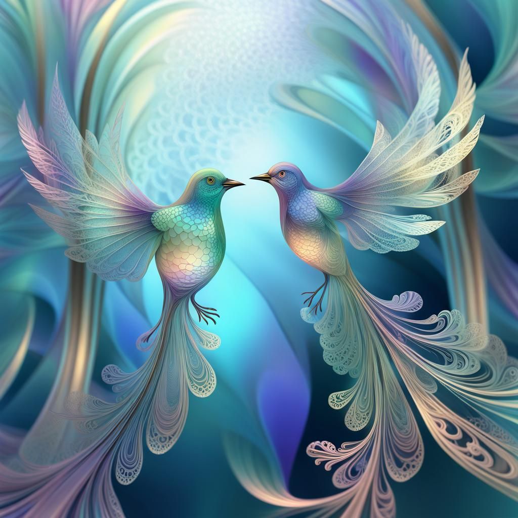 Abstract Fractal Birds in Flight: Digital Art