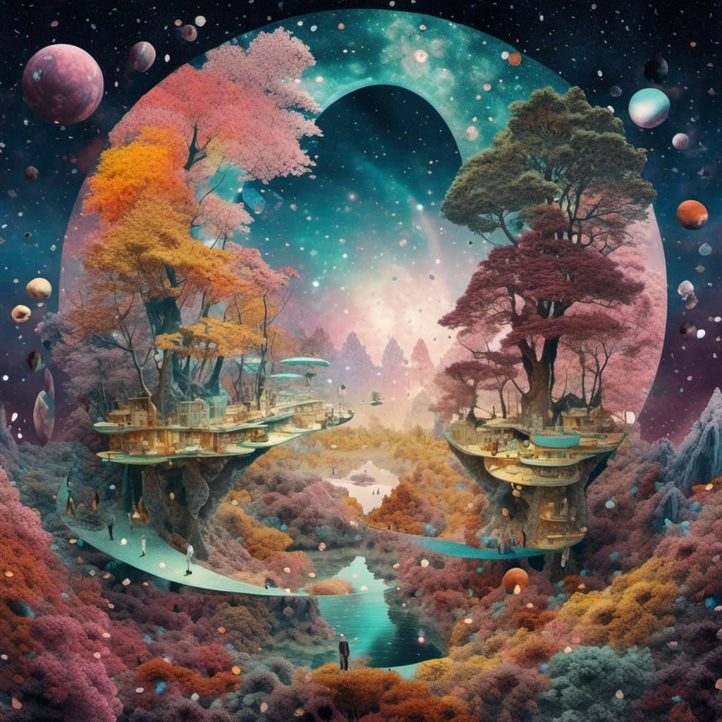 Fractal Time: A Surreal Collage Art Illustration