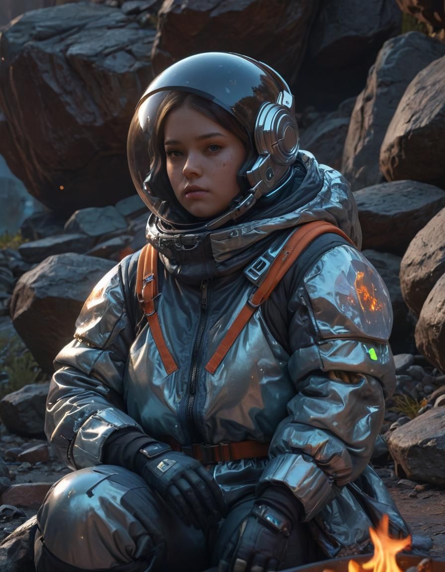 Bioluminescent Alien Campfire in Futuristic Concept Art