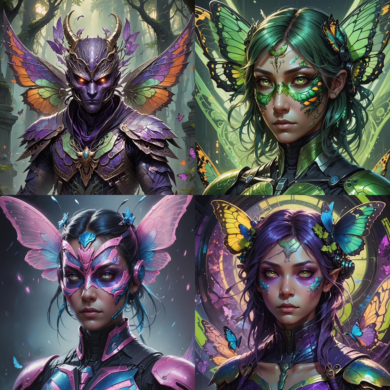 Butterfly Alien Ninja Portrait in Hyperdetailed Style