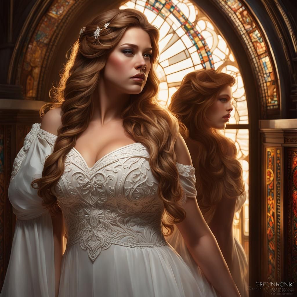 Voluptuous Woman Portrait in Hyperdetailed Matte Photography