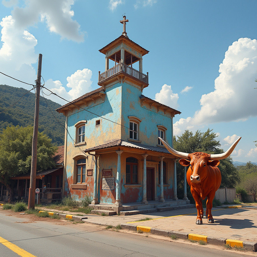 Longhorns Mural on Courthouse Square in 3D