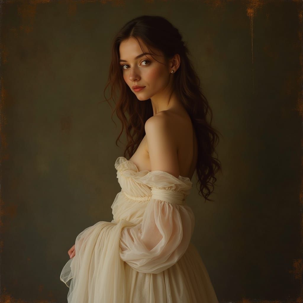 Elegant Female Form in Oil Paint Style