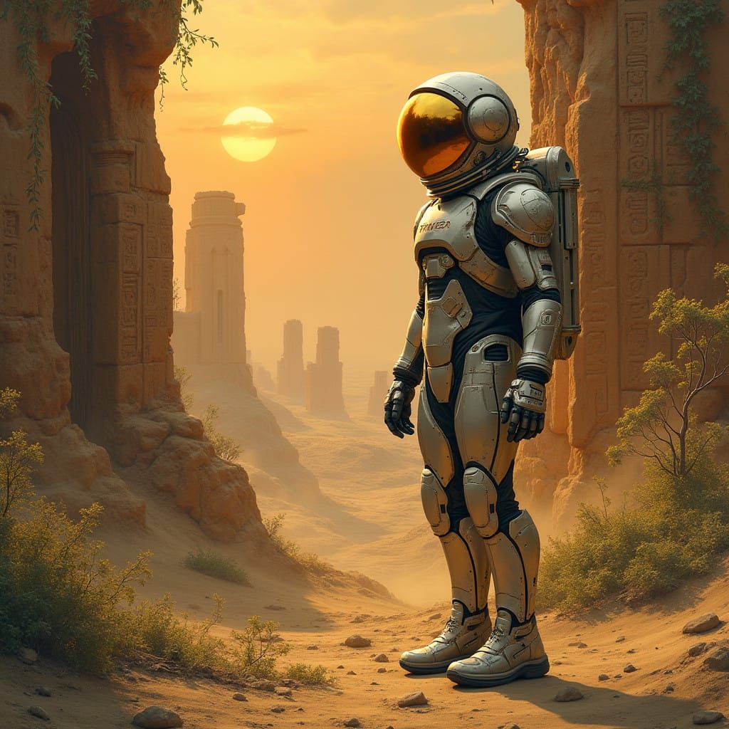 Astronaut Discovers Ancient Alien City in Futuristic Landsca...