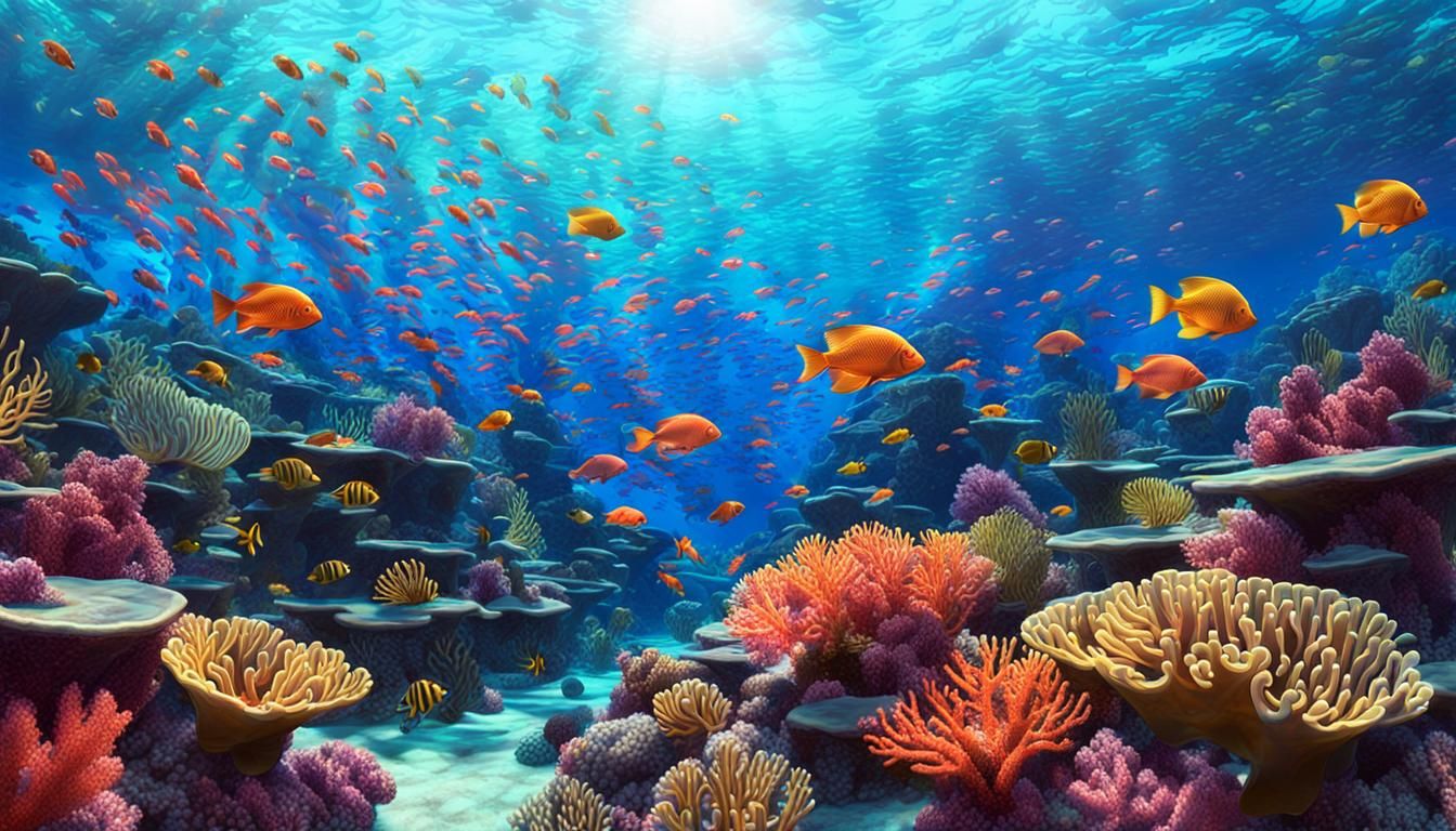 Sunlit Coral Reef Scene Inspired by Impressionism