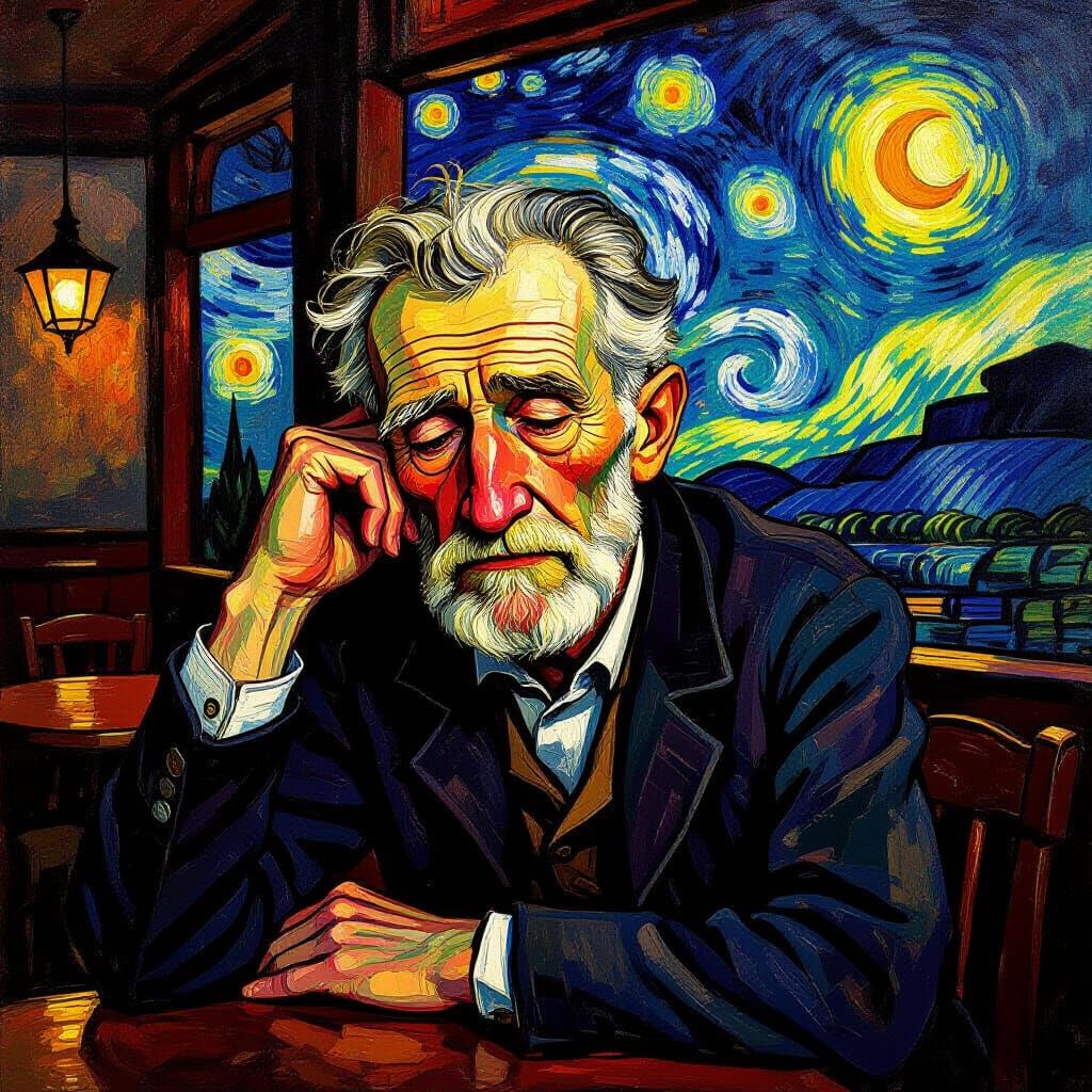 Art Nouveau Portrait in Van Gogh's Impasto Style