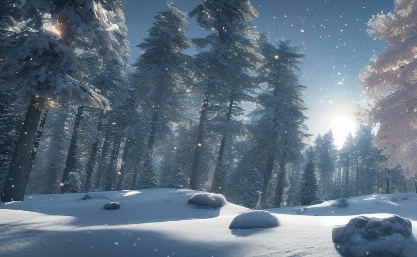 Four Seasons in Snow Dome: 3D Cinematic Render