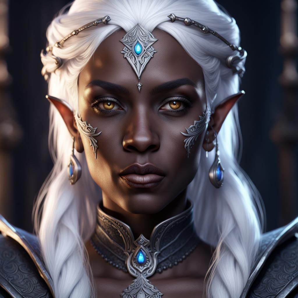 Drow Cleric Portrait: Detailed Fantasy Concept Art