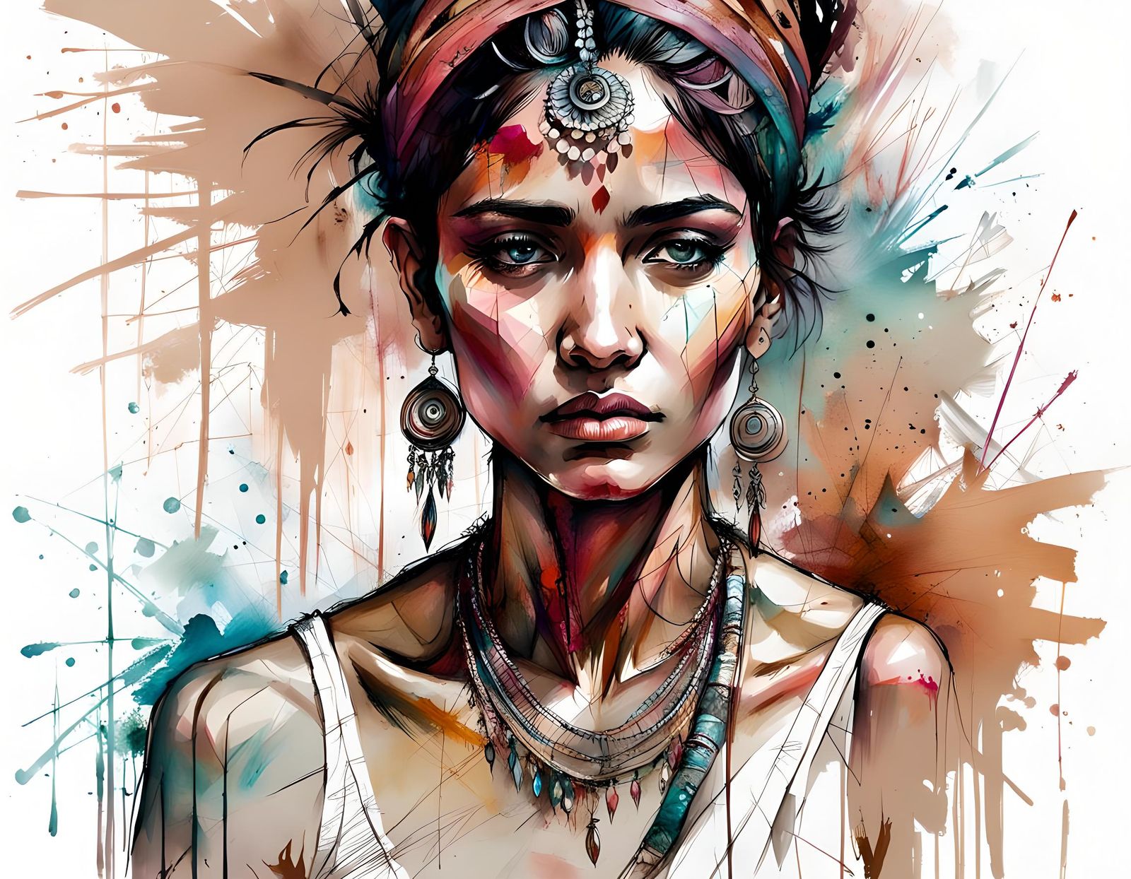 Indian Woman in Loincloth: Hyperdetailed Portrait