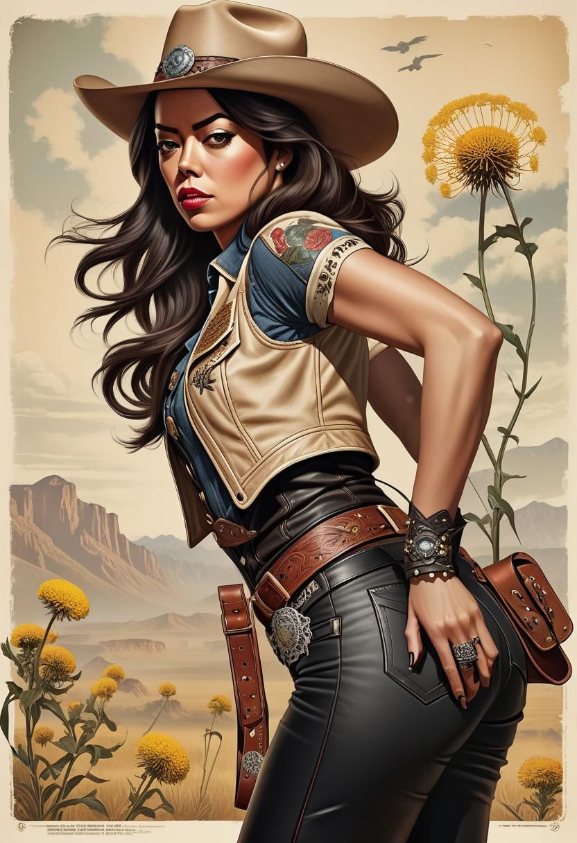 Aubrey Plaza as Sinister Cowgirl: Pin-Up Illustration