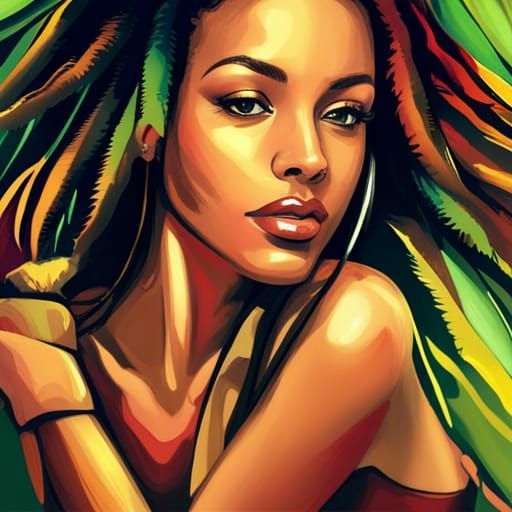 Reggae Island Paradise: Vibrant Tropical Scene