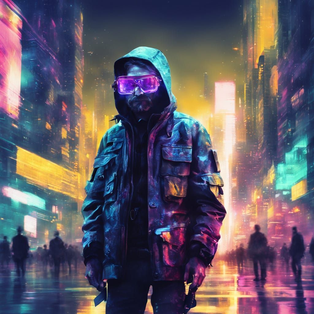Cyberpunk Rebel in Technocrat Megacity