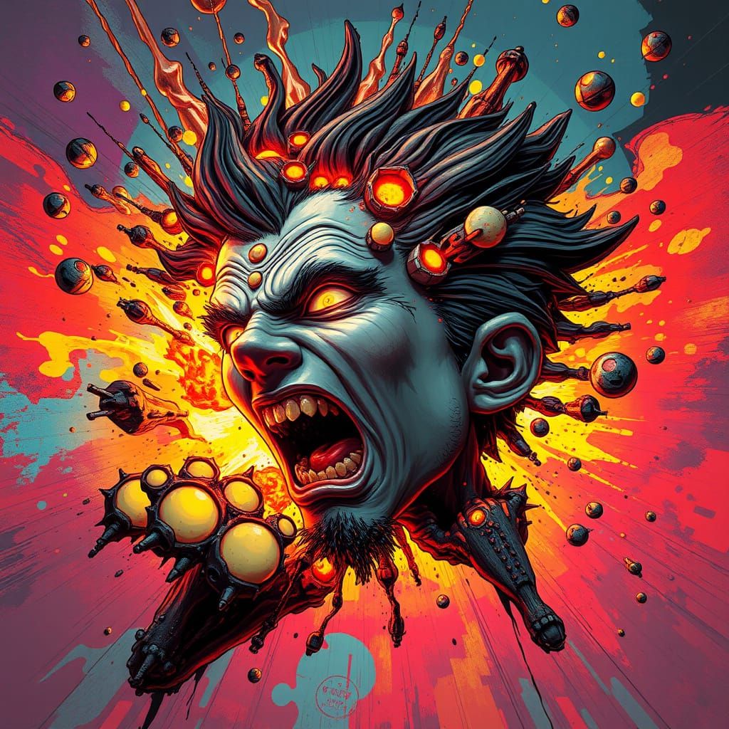 Vibrant Explosion of a Mythical Figure