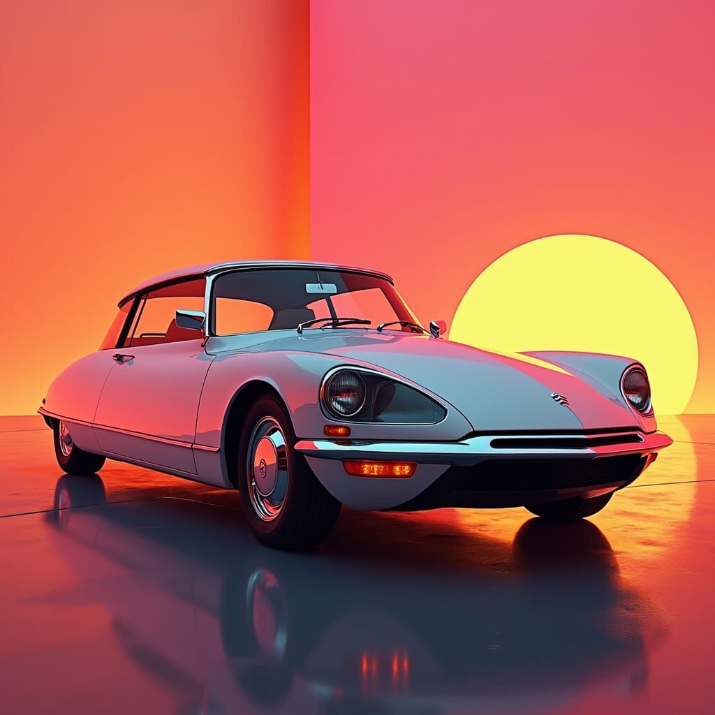 Chrome Citroen DS Pallas in Syd Mead Style