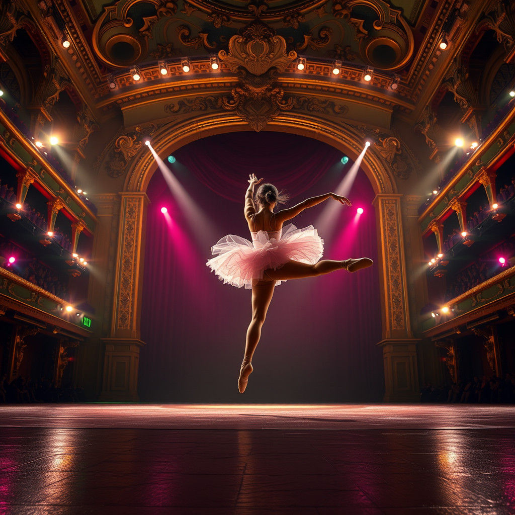 Ethereal Ballerina in Grand Stage Awe
