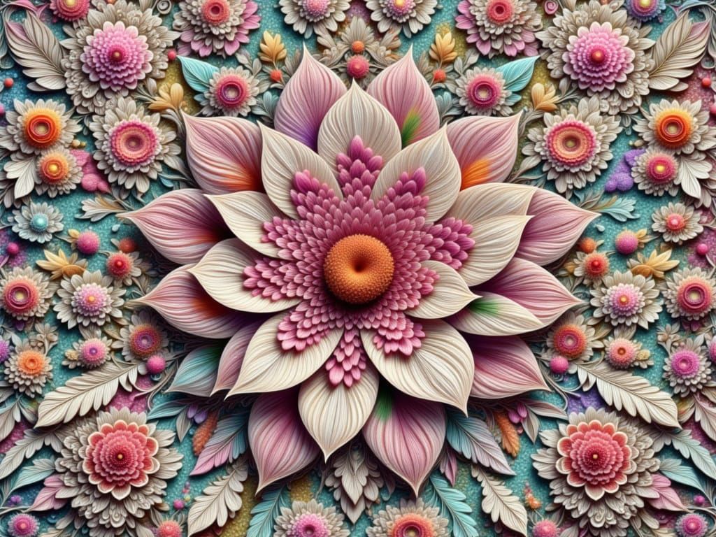 Symmetrical Floral Geometric Art