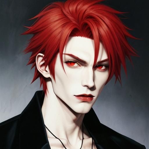 Anime Vampire Boy with Red Hair