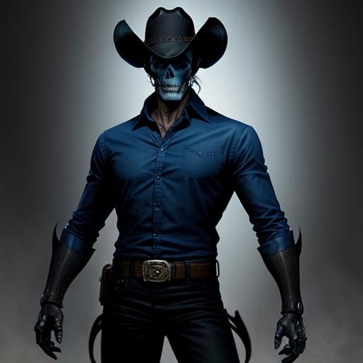 Sinister Skeletal Cowboy in Comic Book Art