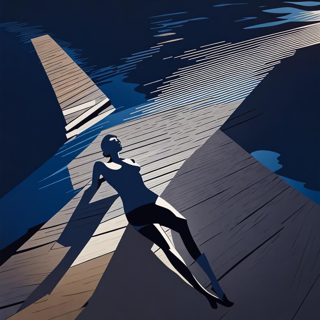 Silhouette in Bauhaus Geometric Finnish Landscape