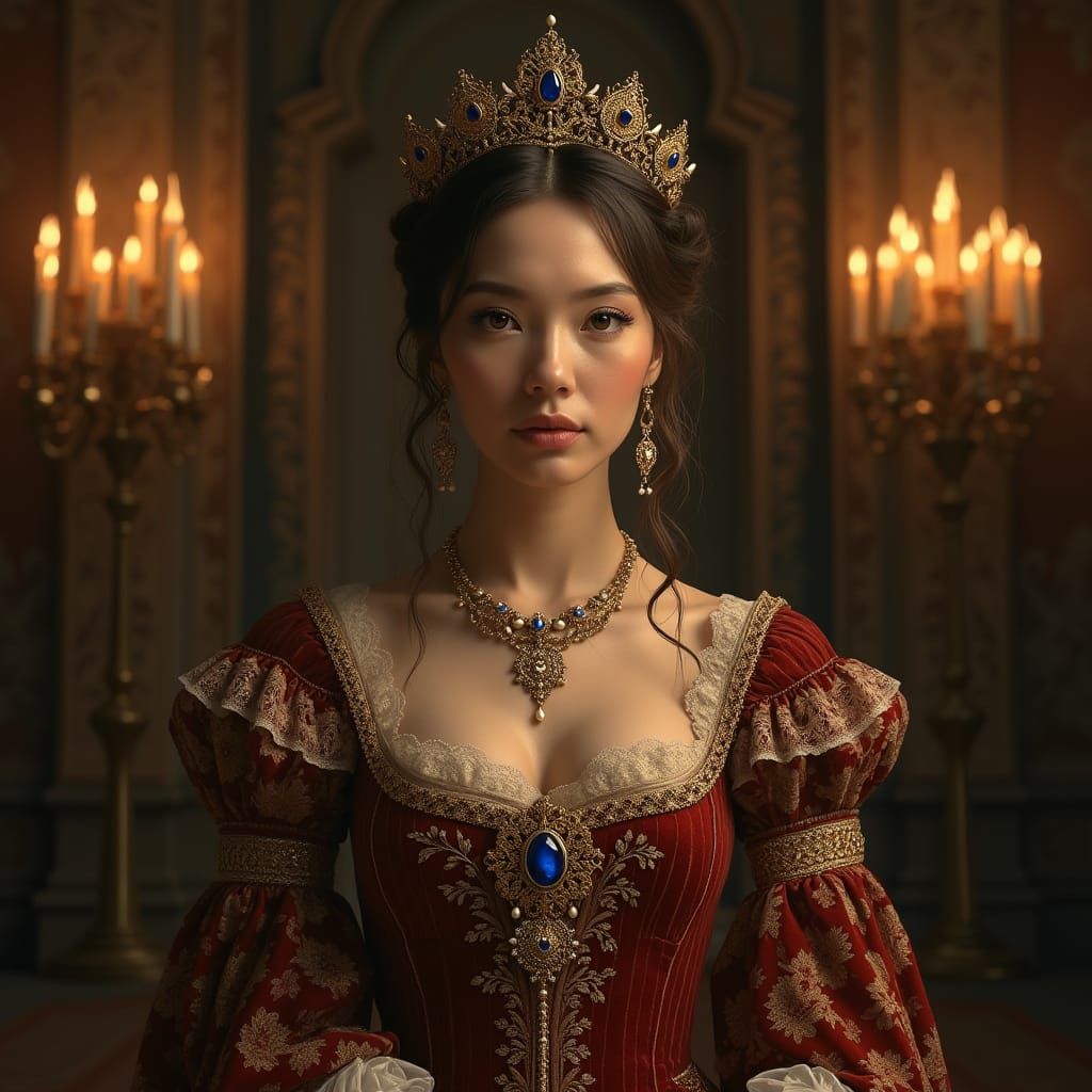 Elegant Queen in Renaissance Splendor