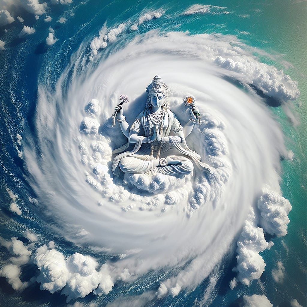 Cyclone as Compassionate Deity in Aerial View