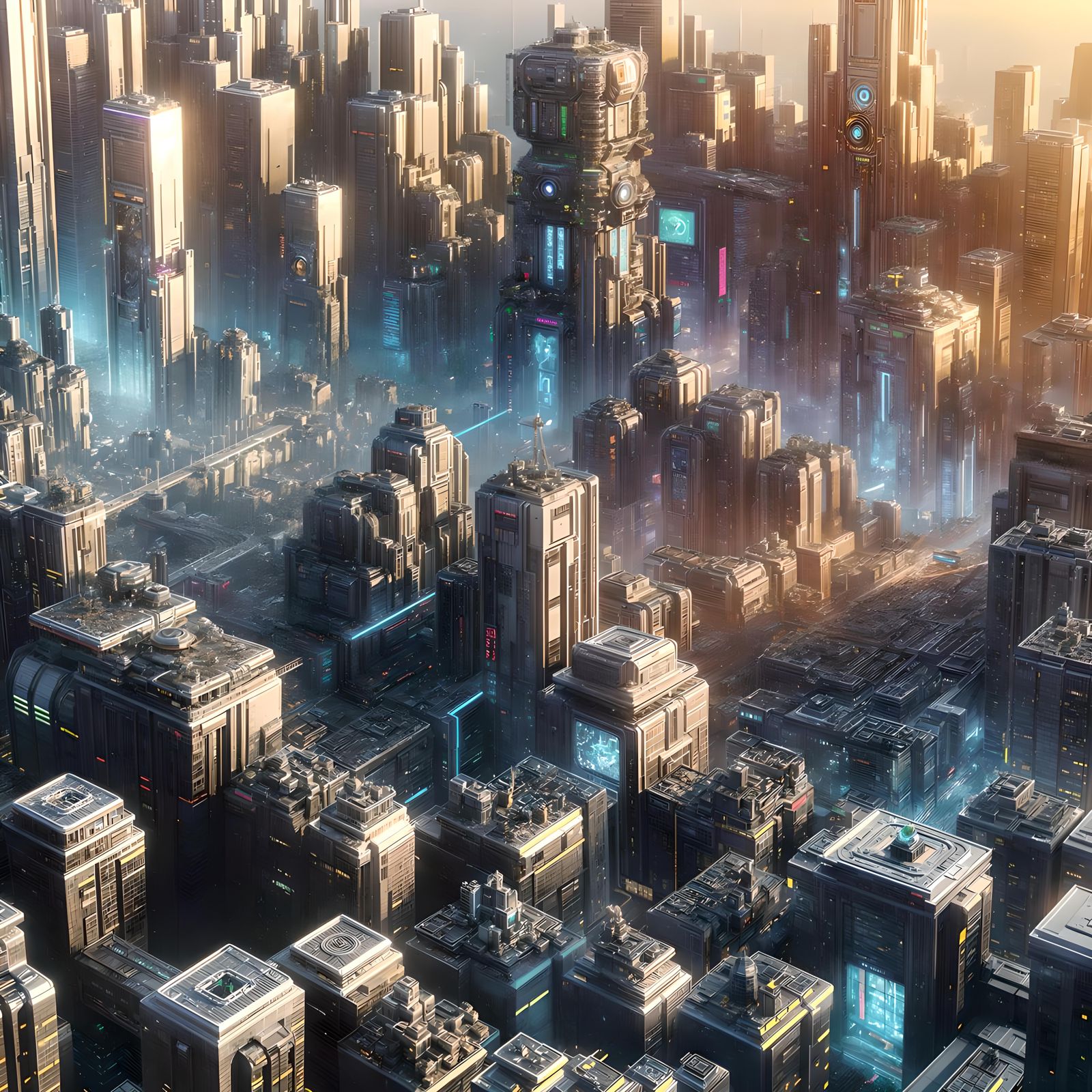 Futuristic Cyborg City in a Sci-Fi Masterpiece