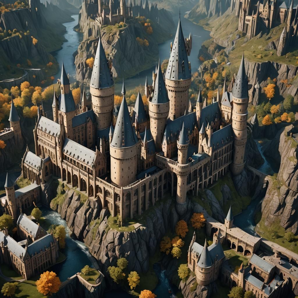 Detailed Matte Painting of Hogwarts in 8k