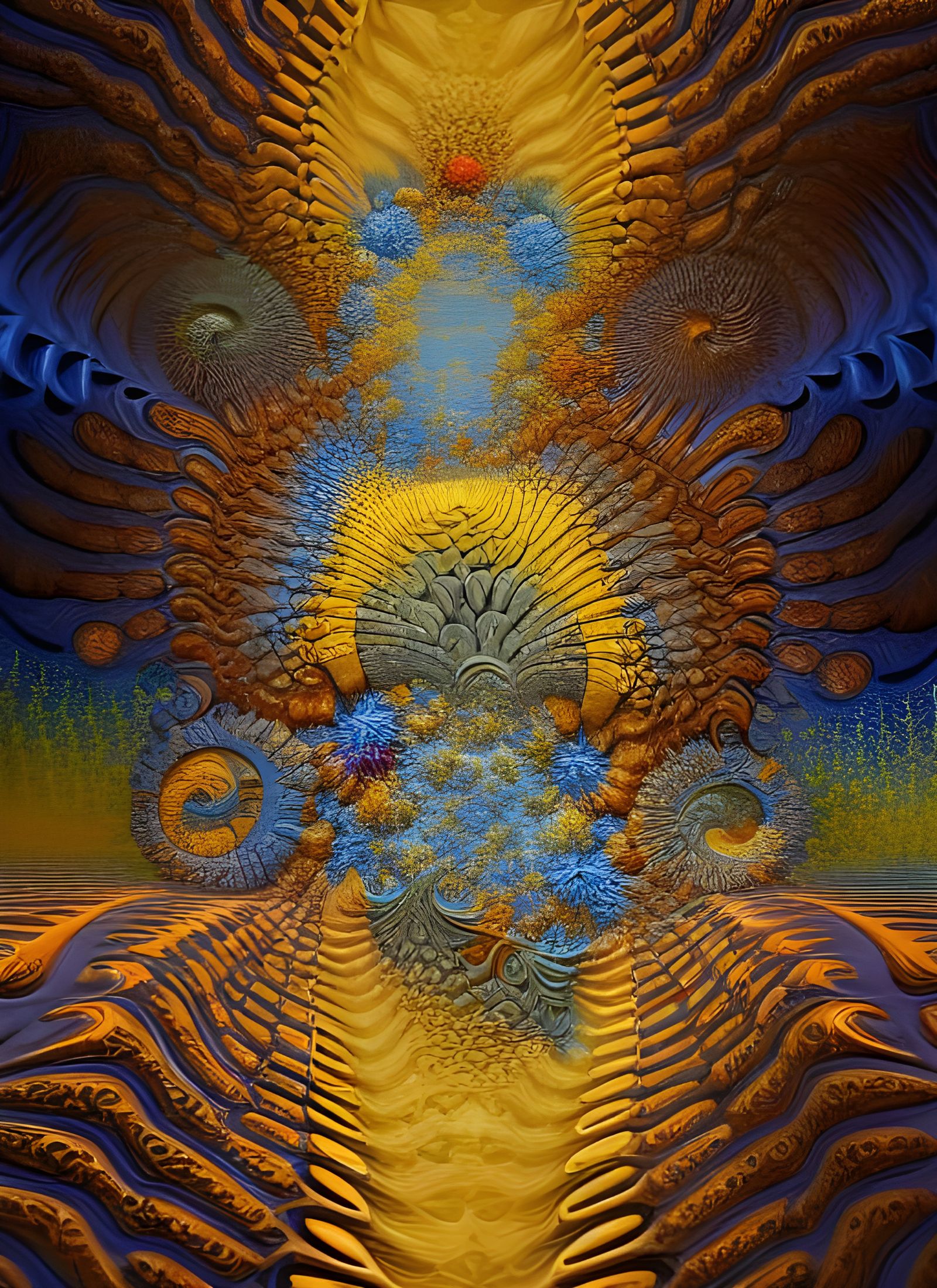 Abstract Fractal Painting with Geometric Patterns