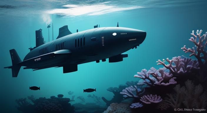 Underwater Submarine Concept Art in Digital Style