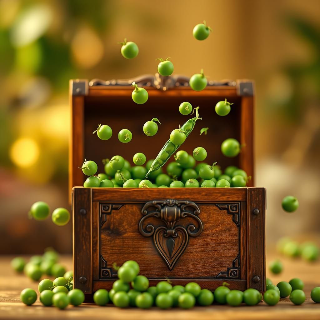 Ornate Box of Jumping Emerald Green Peas