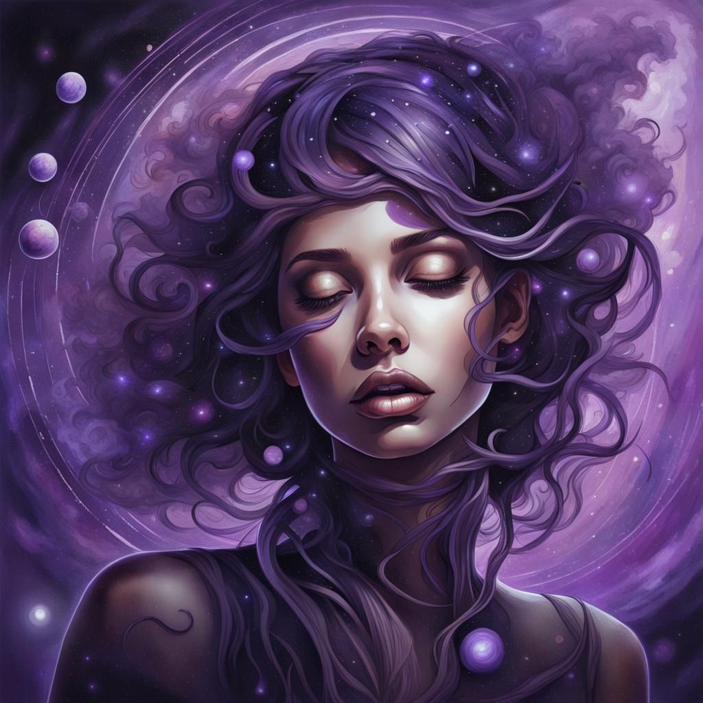 Steampunk Girl in Dark Synth Cosmic Dreamscape