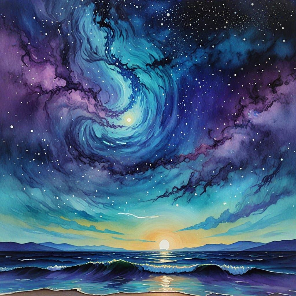 Cosmic Pisces Dreamscape with Zodiac Symbol