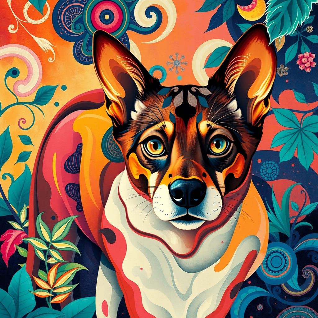 Surrealist Feline Form in Exotic Landscape