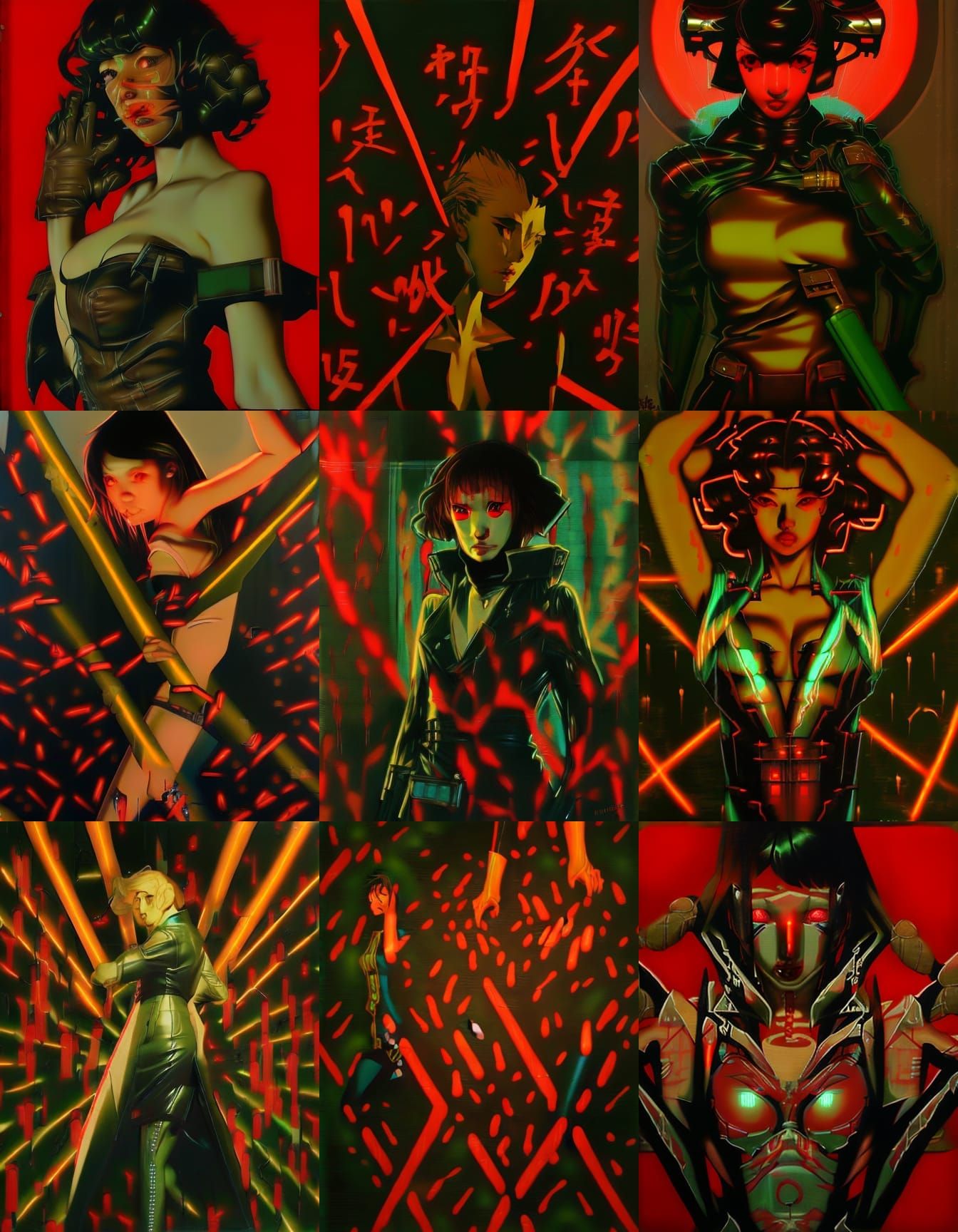 Japanese Woman in Neon Tokyo, Alphonse Mucha Style