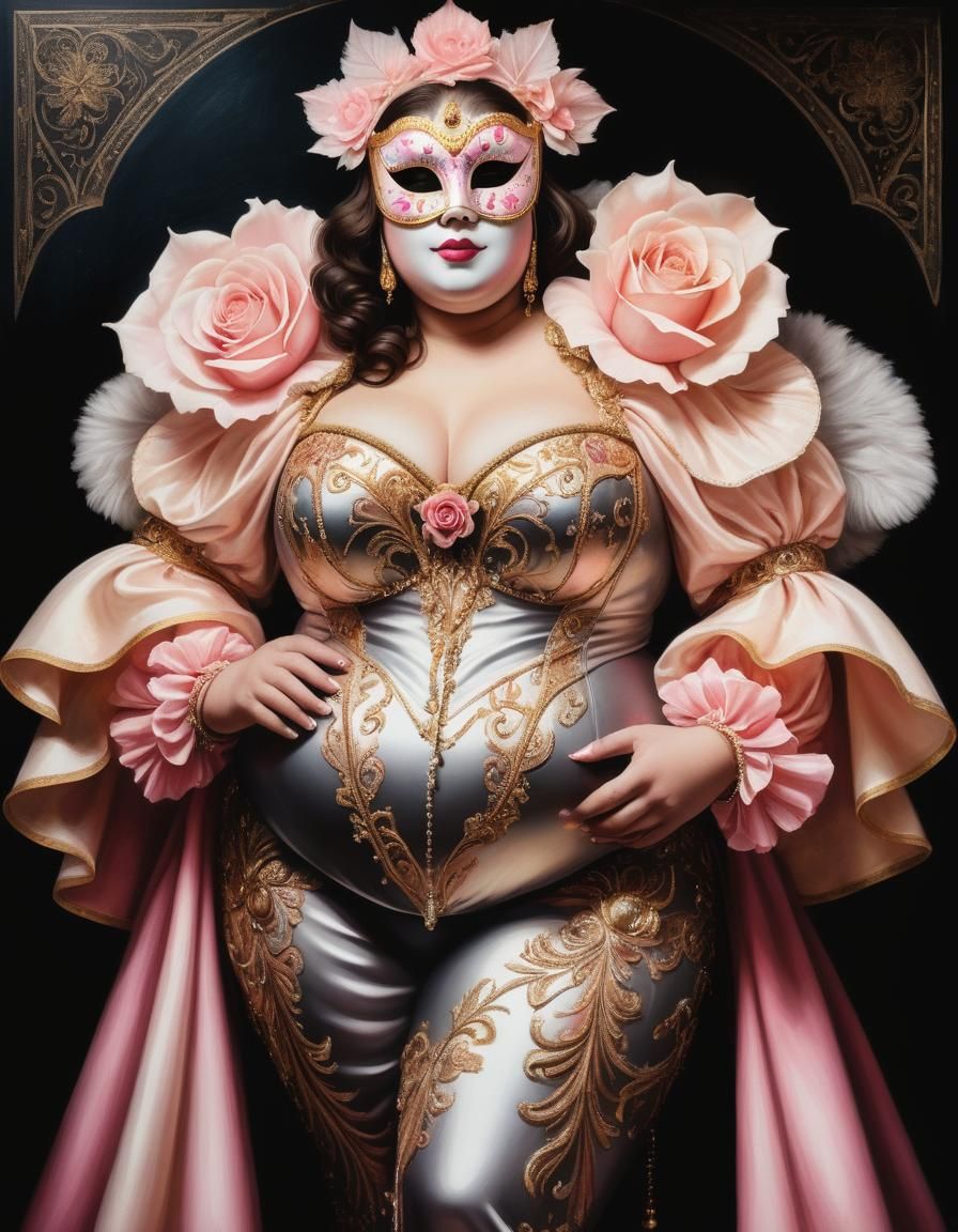 Venetian Carnival: A Portrait in Oil Pastel Style