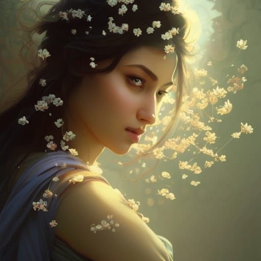 Beautiful Indian Princess in Jasmine Garden