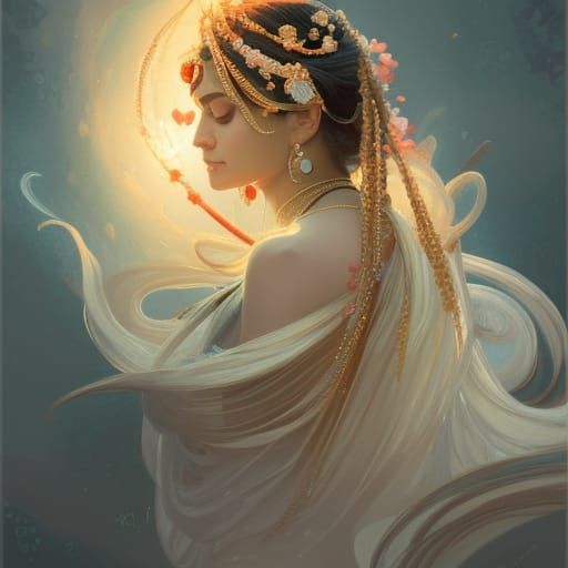 Indian Princess with Jasmine, Hyperdetailed Portrait